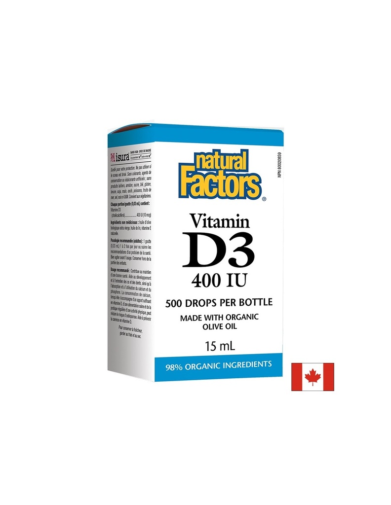 Vitamin D3/ Витамин D3 400 IU x 15 ml/ 500 дози Natural Factors