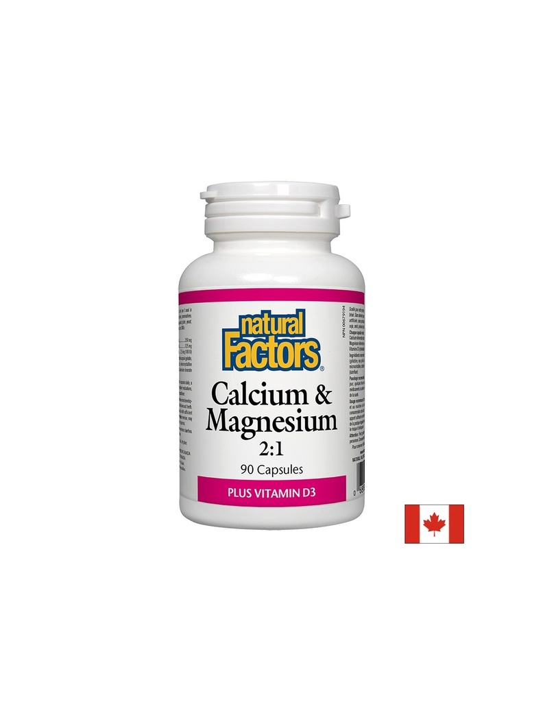 Calcium & Magnesium + Vitamin D3/ Калций и Магнезий + Витамин D3 х 90 капсули Natural Factors