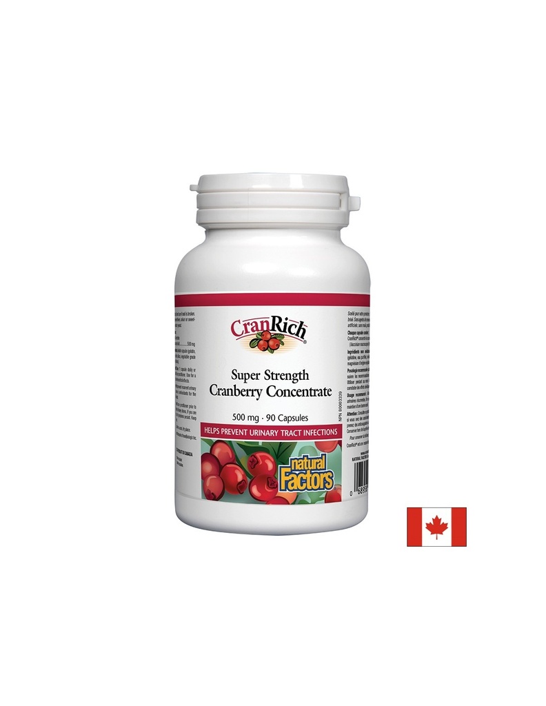 CranRich® Cranberry Concentrate - Червена боровинка – мощен концентрат срещу уроинфекции, 500 mg, 90 капсули Natural Factors