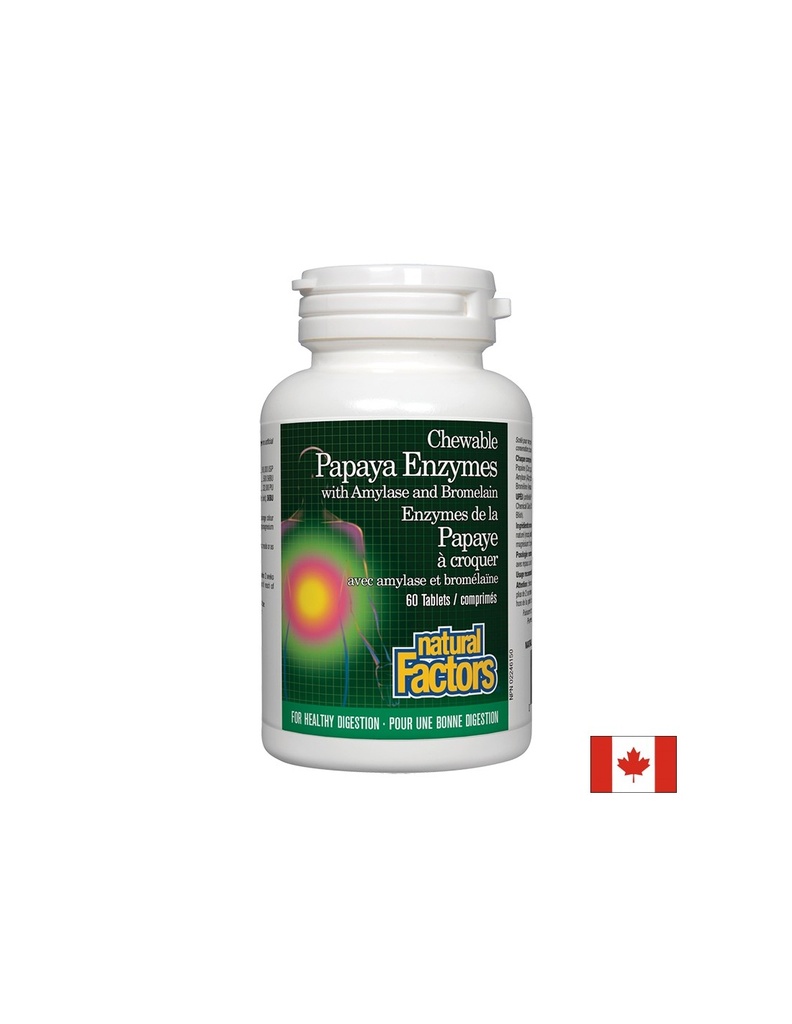 Papaya Enzymes with Amylase and Bromelain - Папая ензими с амилаза и бромелаин, 60 дъвчащи таблетки Natural Factors