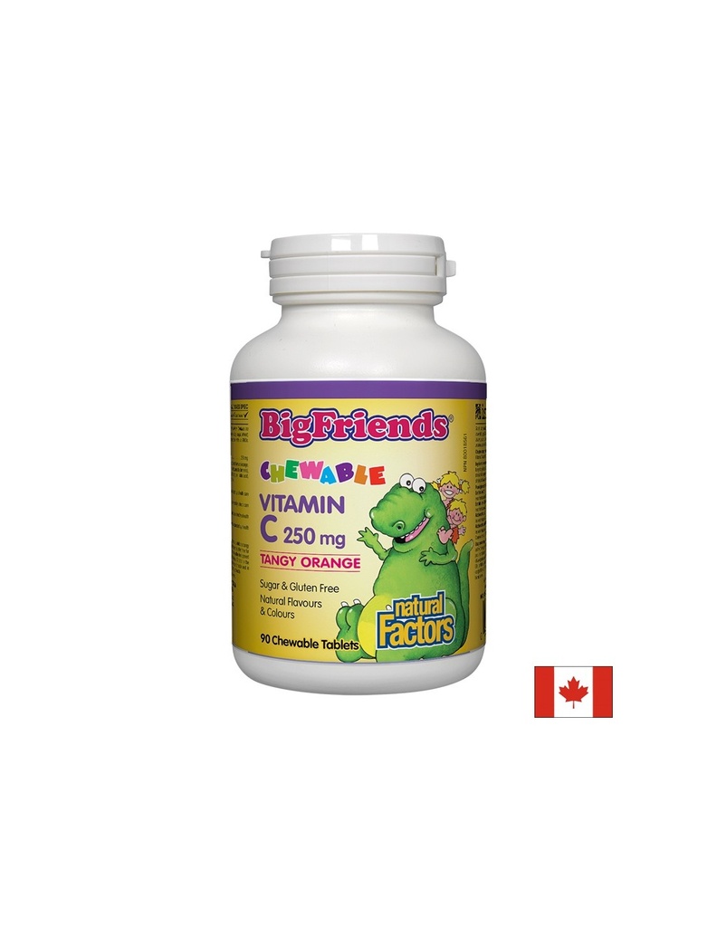Vitamin C BigFriends®/ Витамин С за деца 250 mg х 90 дъвчащи таблетки с вкус на портокал Natural Factors