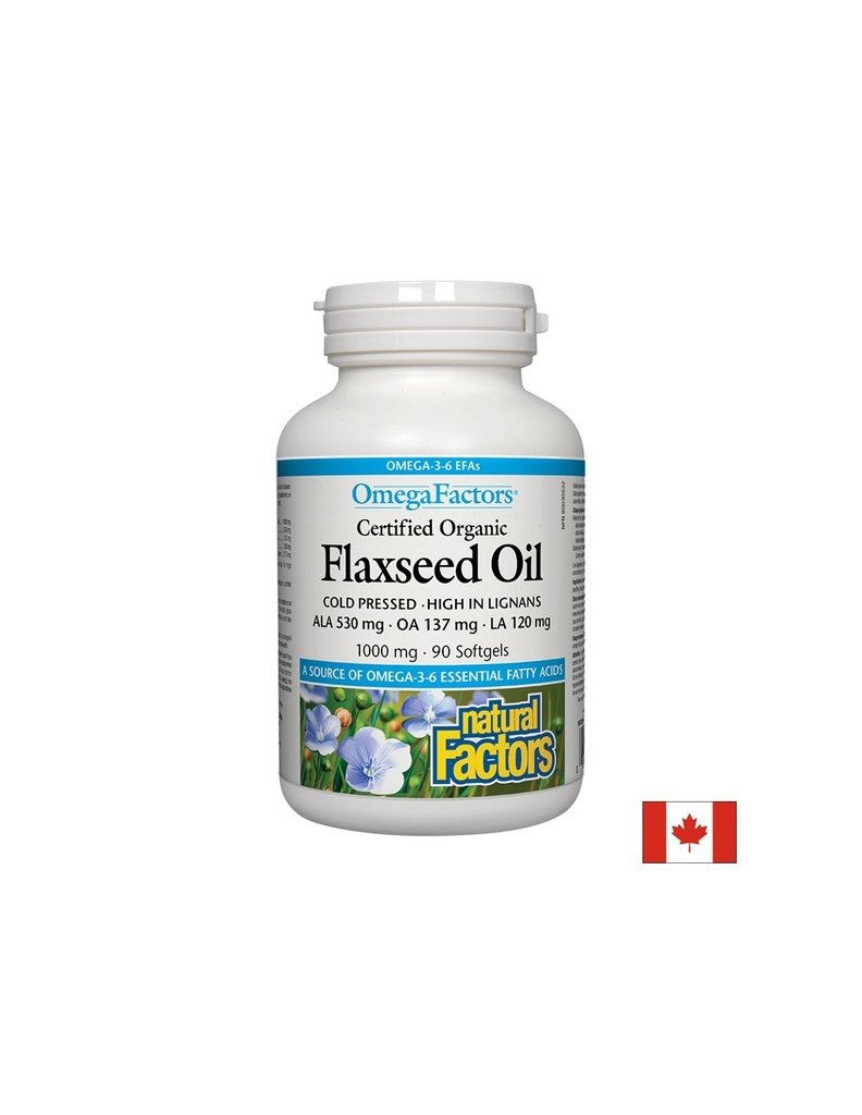 Flaxseed Oil - Ленено масло 1000 mg, 90 софтгел капсули Natural Factors