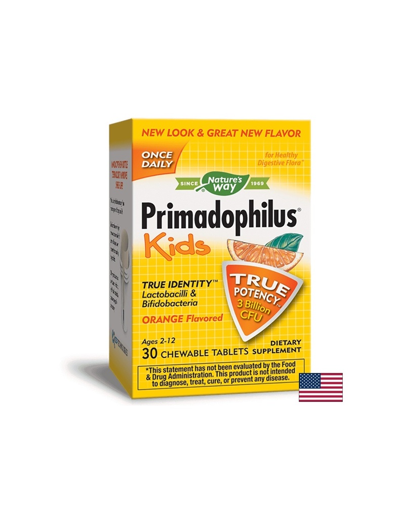 Primadophilus Kids - Примадофилус Кидс 3 млрд. активни пробиотици, 30 дъвчащи таблетки Nature’s Way