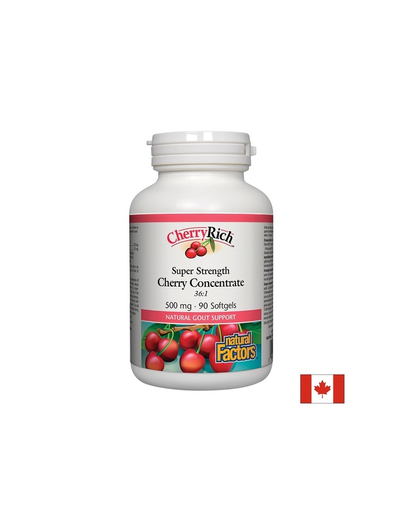При подагра - Череша супер концентрат - CherryRich™ 500 mg, 90 софтгел капсули Natural Factors