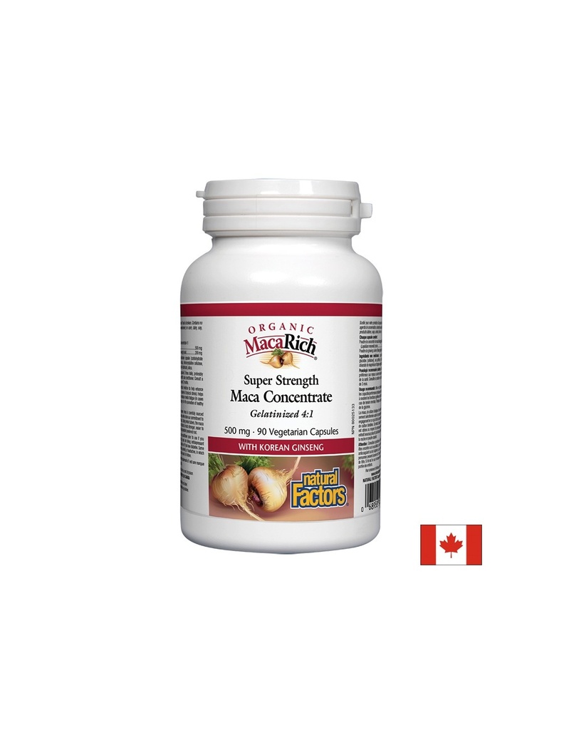 MacaRich® Organic Maca Concentrate 4:1/ Мака 500 mg х 90 капсули Natural Factors