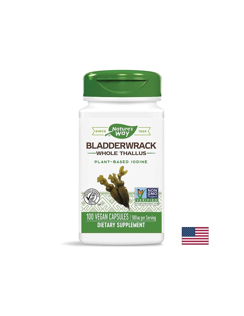Bladderwrack Whole Thallus/ Кафяви водорасли/ Фукус 580 mg х 100 капсули Nature’s Way