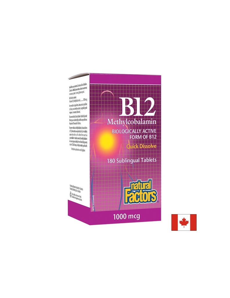 B12 Methylcobalamin/ Витамин В12 (метилкобаламин) x 180 сублингвални таблетки Natural Factors