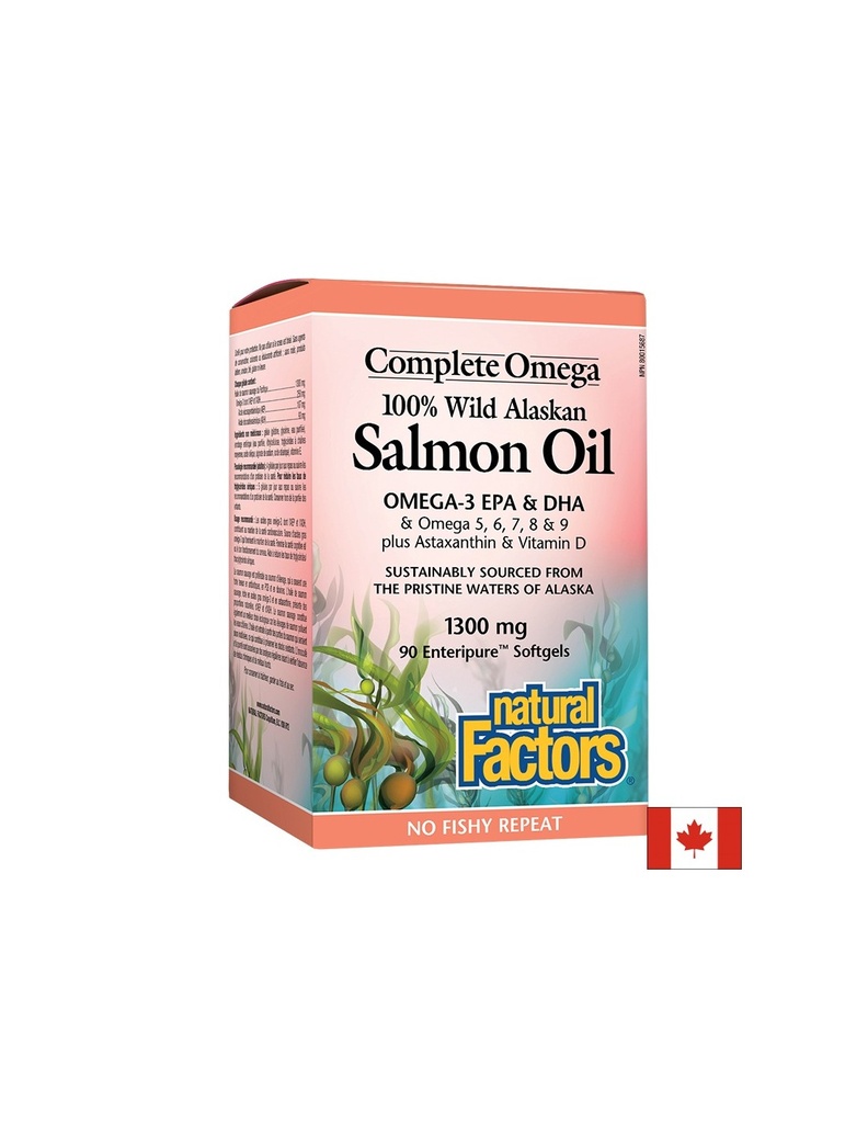 Salmon Oil 100% Wild Alaskan/ Дива сьомга (масло) от Аляска 1300 mg х 90 софтгел капсули Natural Factors