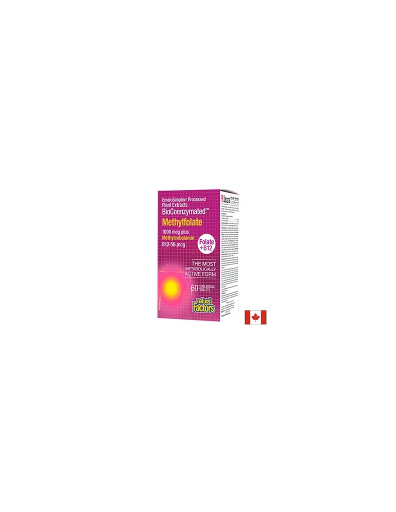 Methylfolate+B12 BioCoenzymated™/ Метилфолат (Фолиева киселина)+Витамин В12 х 60 сублингвални таблетки Natural Factors