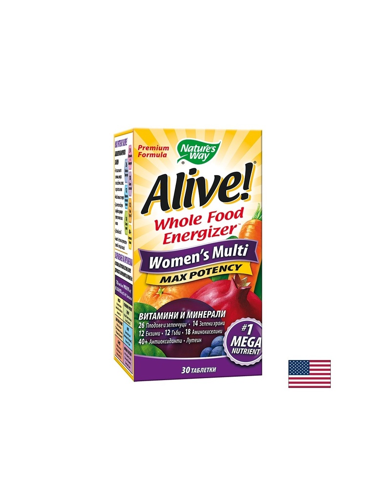 Alive! Women's Multi Max Potency/ Алайв! Мултивитамини за жени x 30 таблетки Nature’s Way