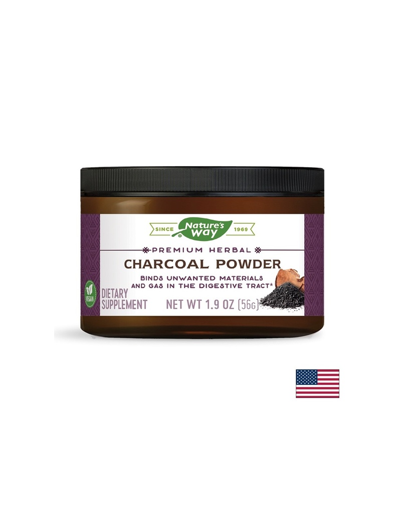 Детоксикация на стомашно-чревния тракт - Активен въглен от кокосов орех, 56 g пудра Nature’s Way