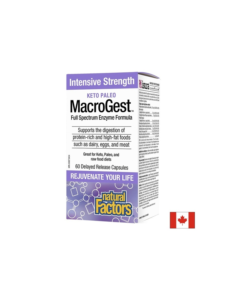 MacroGest™ Keto Paleo - Храносмилателни ензими x 60 капсули с удължено освобождаване Natural Factors