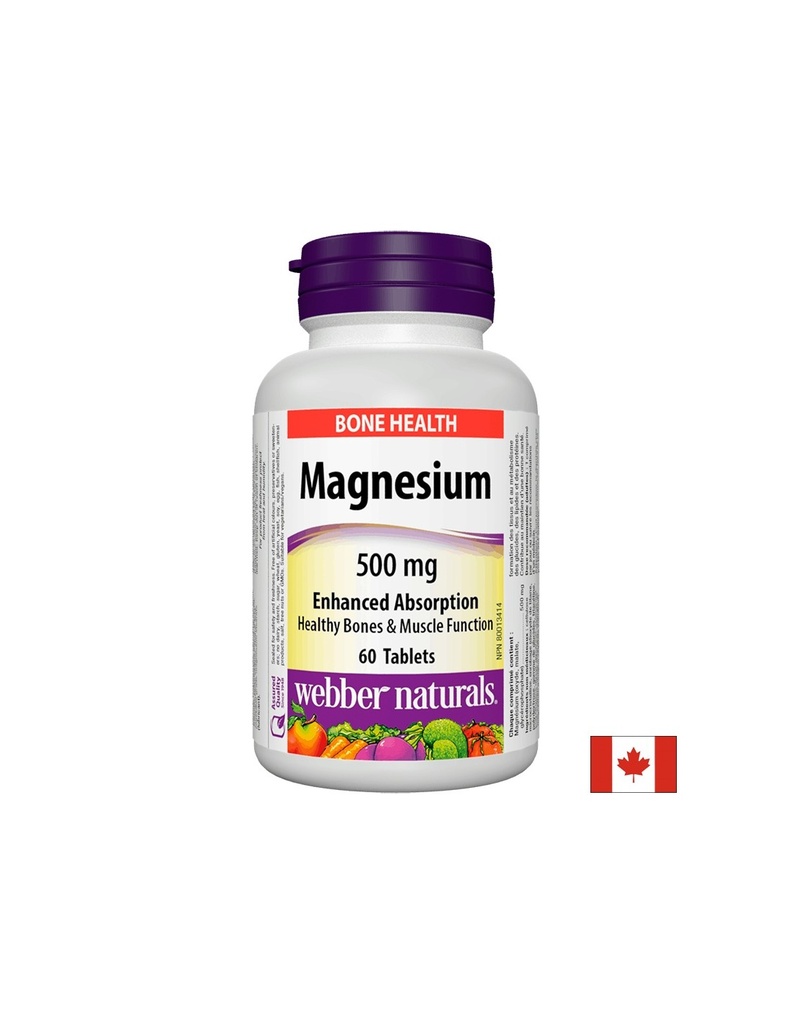 Magnesium/ Магнезий 500 mg x 60 таблетки с оптимална абсорбция Webber Naturals