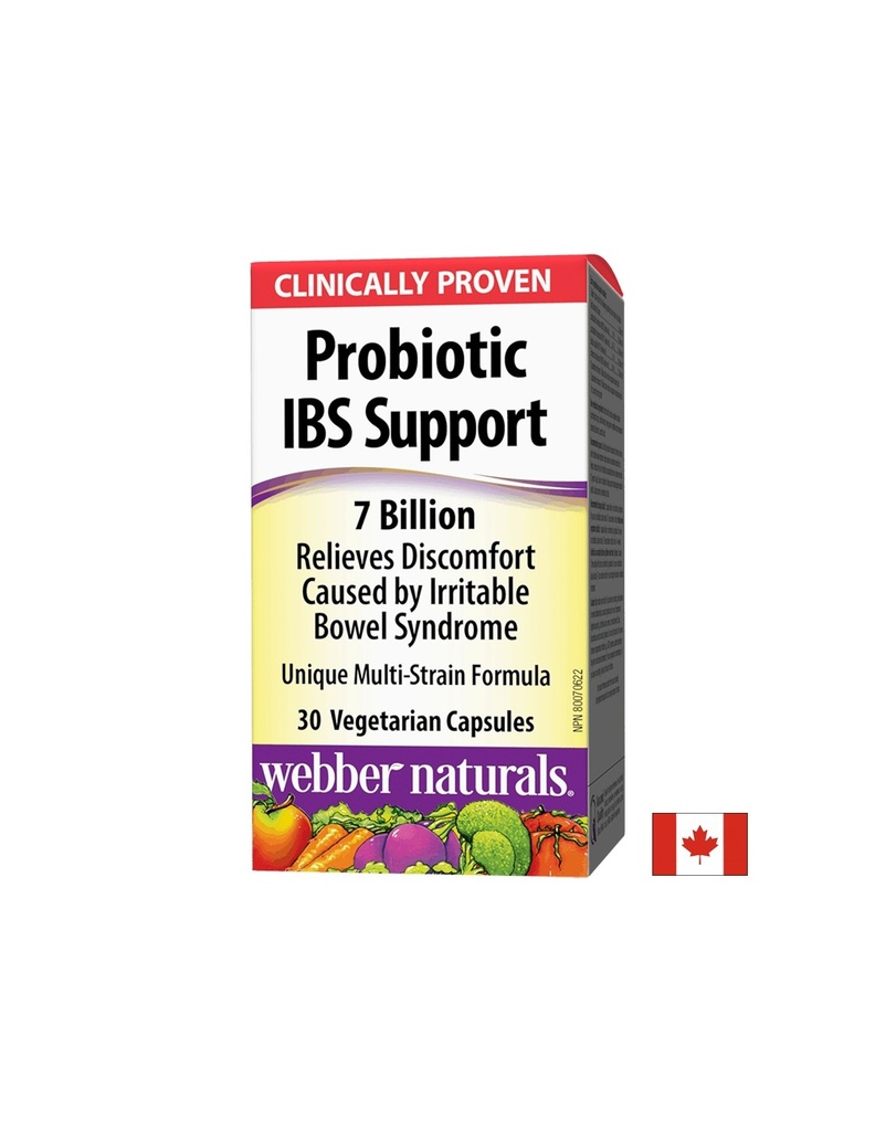 Probiotic IBS Support/ Пробиотик IBS 4 щама, 7 млрд. активни пробиотици х 30 капсули Webber Naturals