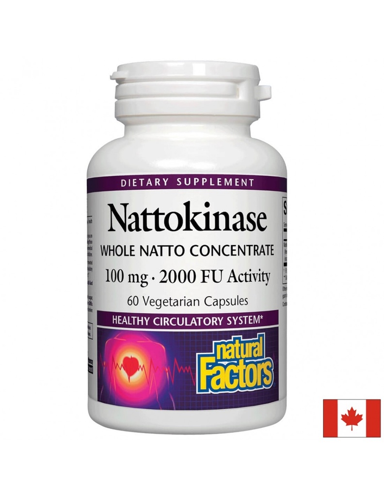 Сърдечно-съдово здраве - Натокиназа Nattokinase Natto Concentrate 2000 FU Activity, 60 капсули Natural Factors