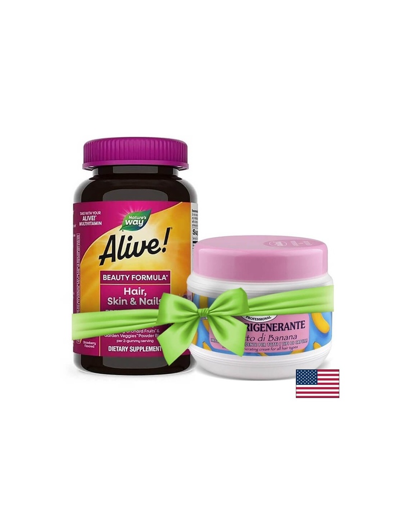 Alive! Hair, Skin & Nails Multivitamin Gummy Premium Formula / Алайв! Коса, кожа и нокти - премиум формула, 60 желирани таблетки Nature’s Way