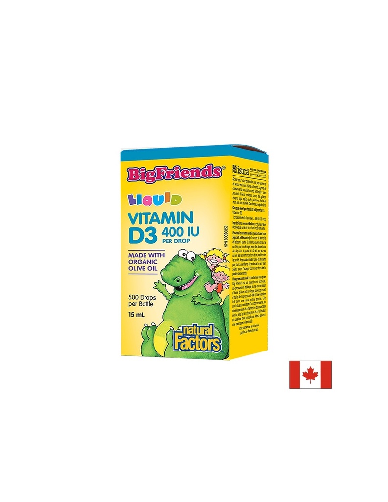 Vitamin D3 Big Friends®/ Витамин D3 за деца 400 IU x 15 ml/ 500 дози Natural Factors