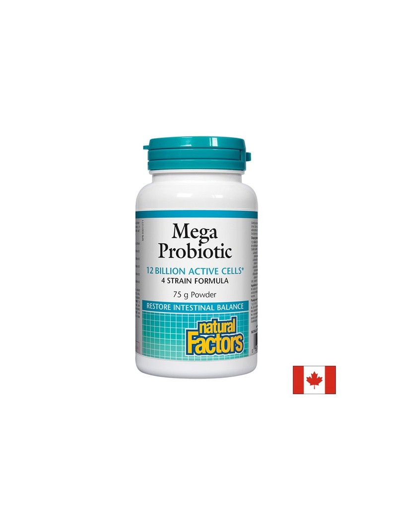 Mega Probiotic/ Мега пробиотик 4 щама, 12 млрд. активни пробиотици 75 g пудра х 75 дози Natural Factors