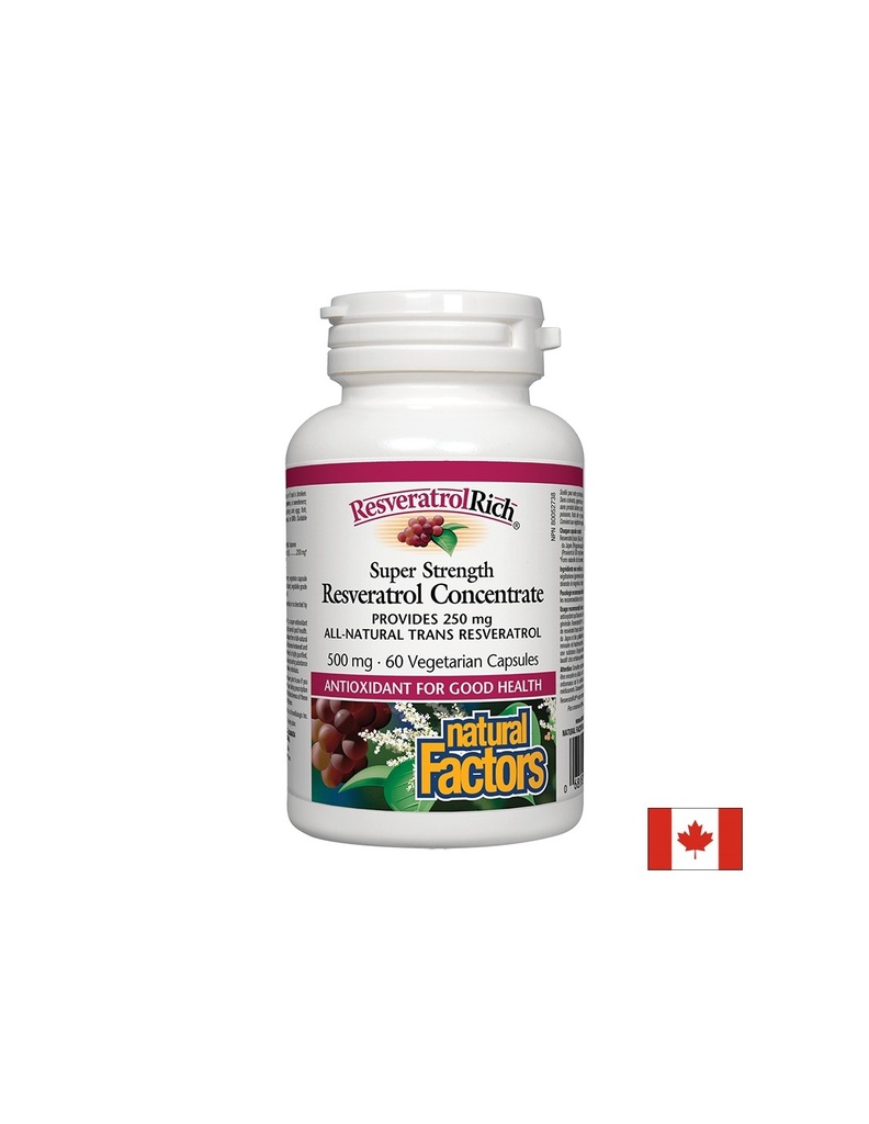 ResveratrolRich® Resveratrol Concentrate/ Ресвератрол супер концентрат 500 mg х 60 капсули Natural Factors