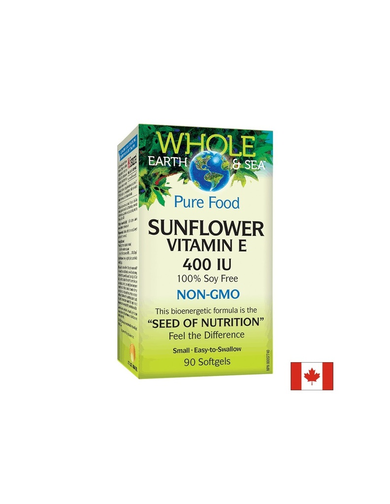 Vitamin E Whole Earth & Sea®/ Витамин Е (oт слънчоглед) 400 IU x 90 софтгел капсули Natural Factors