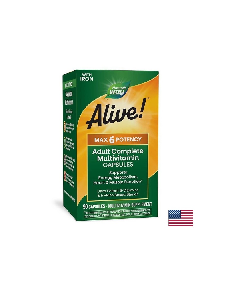 Alive!® Max6 Max Potency Multivitamin / Алайв! Мултивитамини максимум сила, 90 капсули Nature’s Way