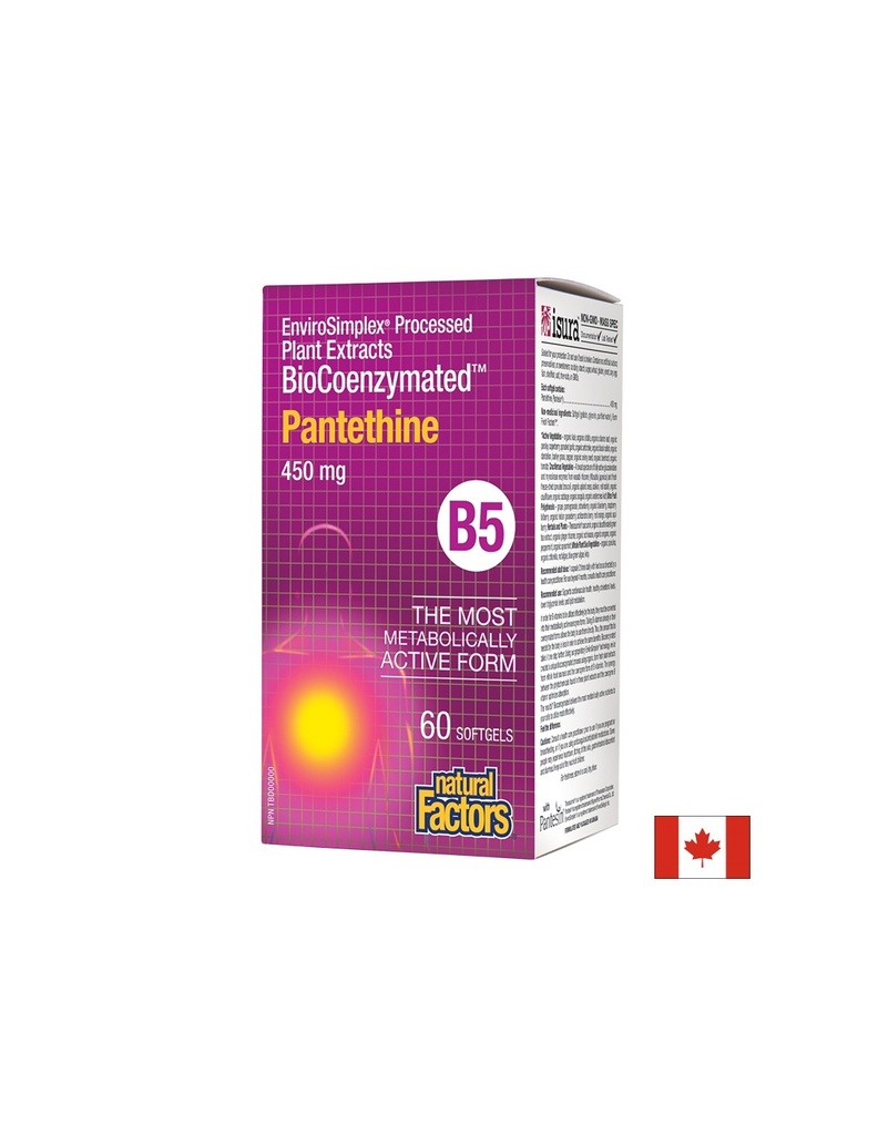 Pantethine BioCoenzymated™/ Пантетин/ Витамин В5 450 mg, 60 софтгел капсули Natural Factors