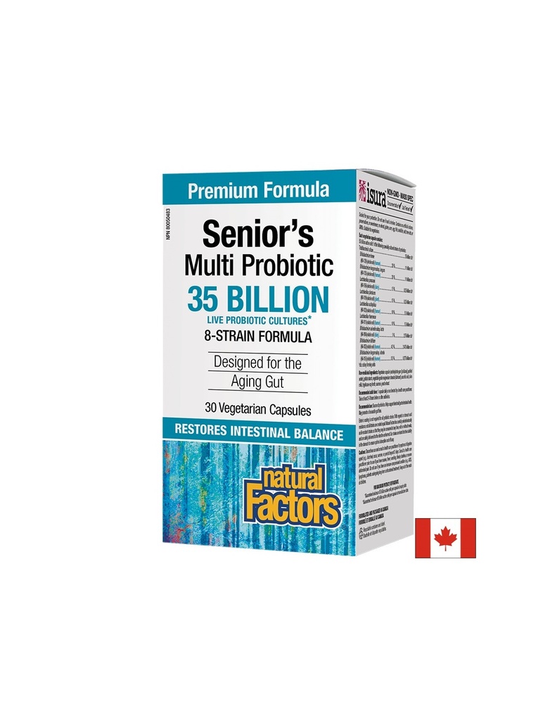 Senior’s Multi Probiotic / Мултипробиотик за възрастни 8 щама, 35 млрд. активни пробиотици х 30 капсули Natural Factors