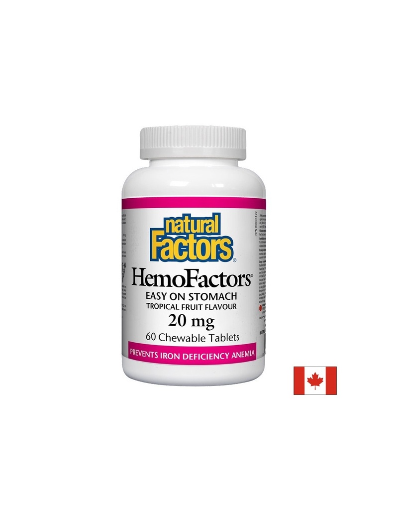 HemoFactors® / Желязо 20 mg х 60 дъвчащи таблетки Natural Factors