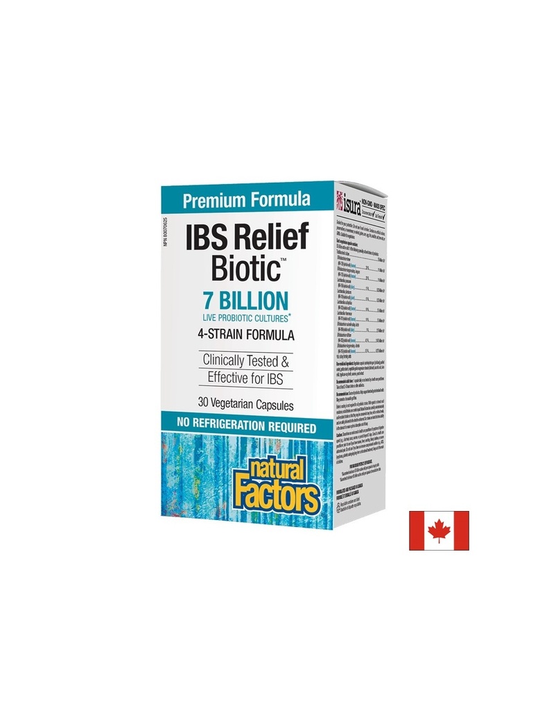 IBS Relief Biotic™ / Мултипробиотик 4 щама, 7 млрд. активни пробиотици x 30  капсули Natural Factors