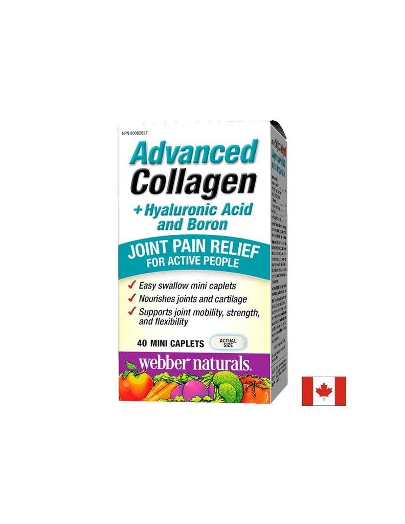 Advanced Collagen+Hyaluronic Acid and Boron/ Колаген + Хиалуронова киселина и Бор х 40 мини каплети Webber Naturals