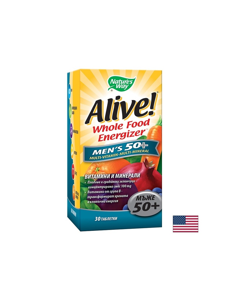 Alive Men’s 50+ / Aлайв! Mултивитамини за мъже 50+, 30 таблетки Nature’s Way