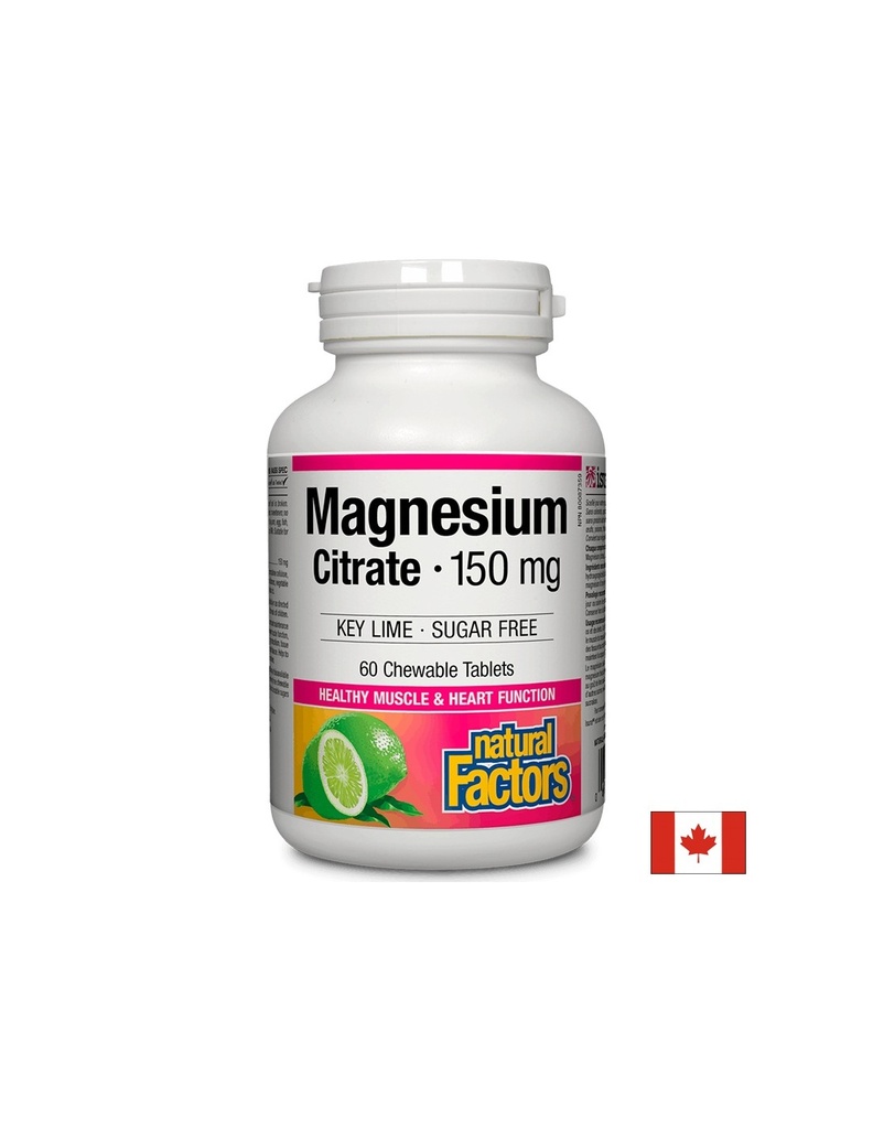 Magnesium Citrate/ Магнезий (цитрат) 150 mg х 60 дъвчащи таблетки Natural Factors