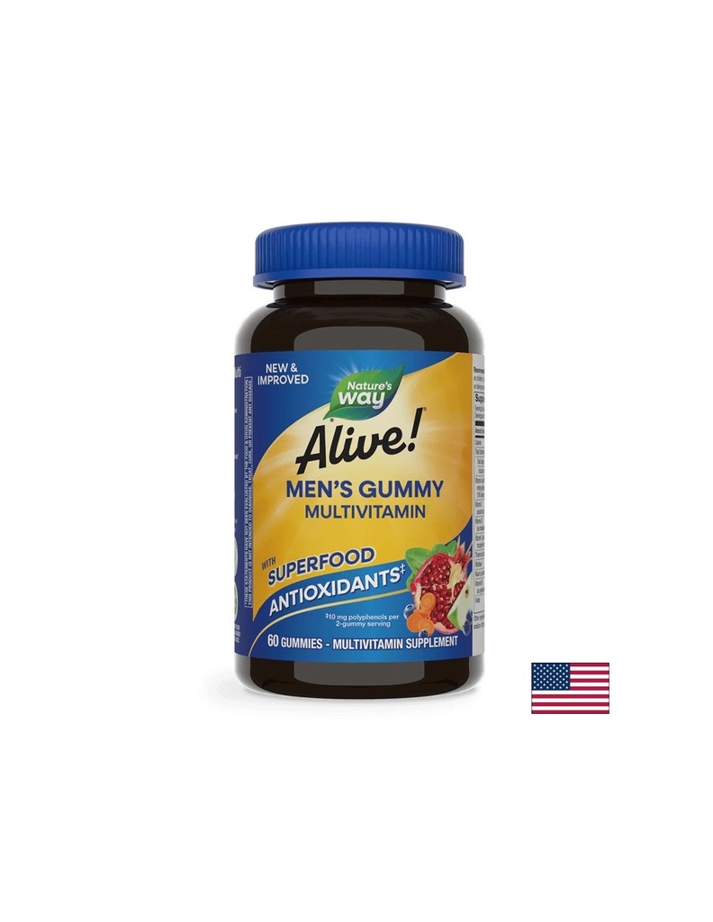 Alive! Mens Gummy Complete Multivitamin / Алайв! Мултивитамини за мъже, 60 желирани таблетки Nature’s Way