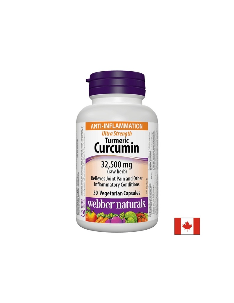 Turmeric Curcumin Ultra Strength / Куркума и черен пипер, 32 500 mg, 30 капсули Webber Naturals