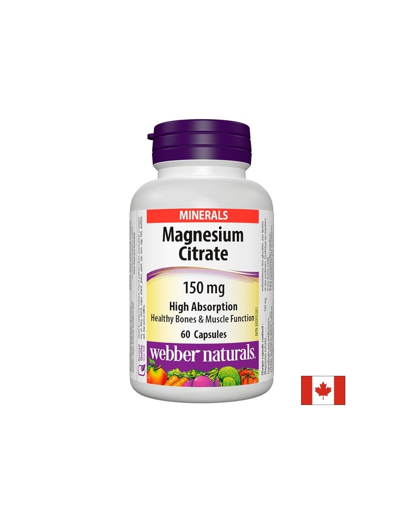Magnesium Citrate / Магнезий цитрат /С висока абсорбция/ 150 mg, 60 капсули Webber Naturals