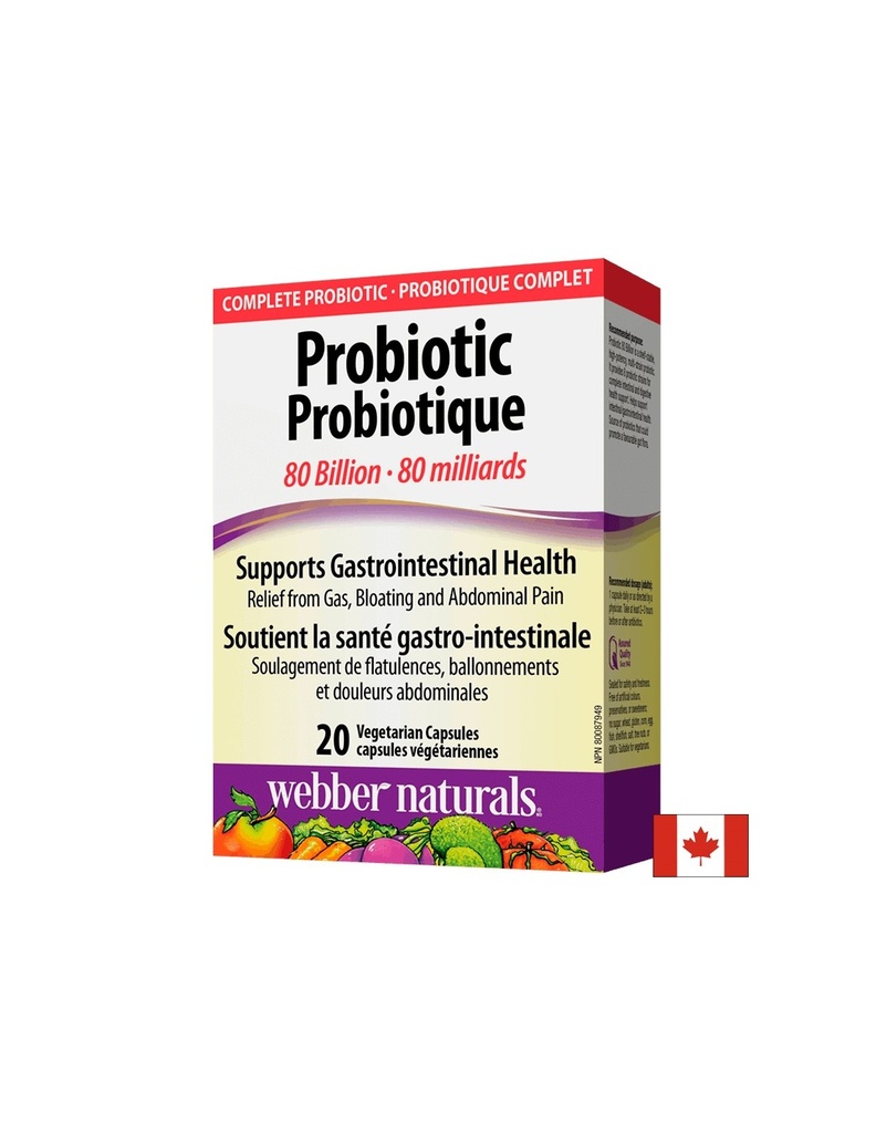Probiotic 80 billion / Пробиотик, 80 млрд. активни пробиотици, 20 капсули Webber Naturals