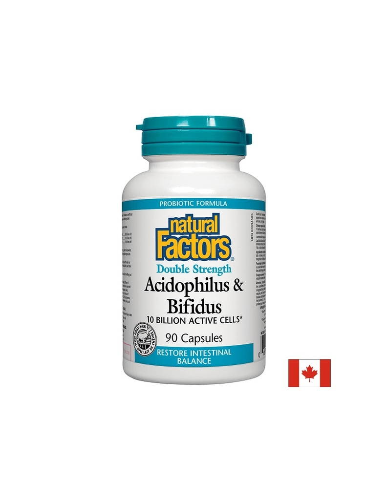 Acidophilus & Bifidus 10 Billion Active Cells Double Strength / Ацидофилус бифидус, 10 милиарда активни пробиотици, 90 капсули