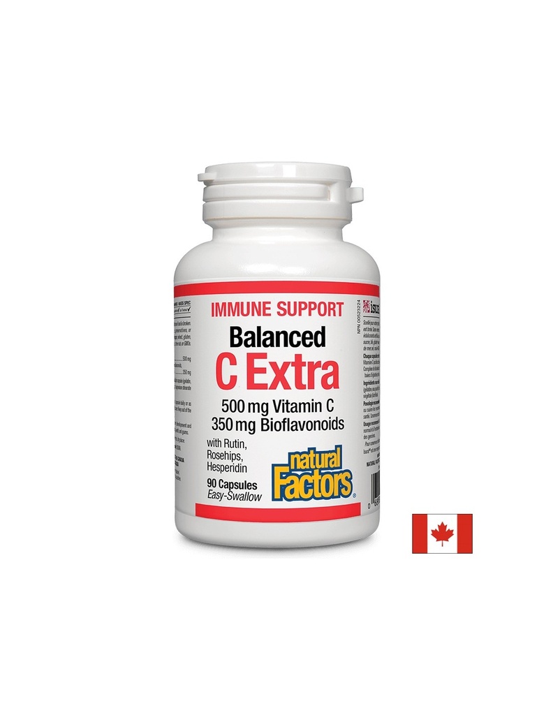 Immune Support Balanced C Extra / Витамин С (500 mg) и биофлавоноиди (350 mg), 90 капсули Natural Factors
