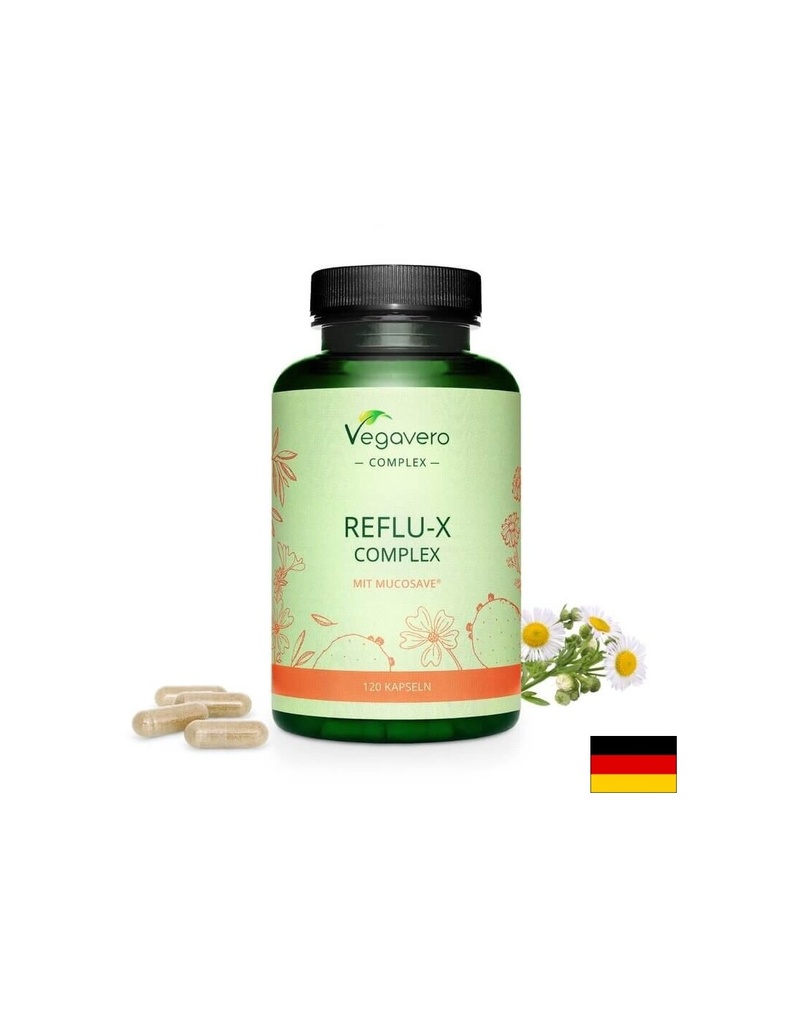 Reflu-X Complex mit Mucosave/ Билкова смес срещу киселинен рефлукс, 120 капсули, 100% Vegan Vegavero