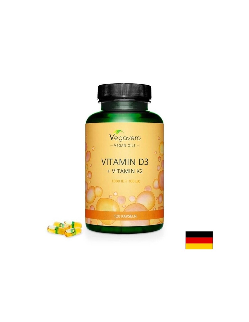 Vitamin D3 + K2/ Витамин D3 1000 IU + К2 100 µg, 120 капсули, 100% Vegan Vegavero