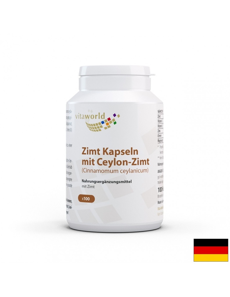 Zimt Kapseln mit Ceylon-Zimt / Цейлонска канела, 100 капсули