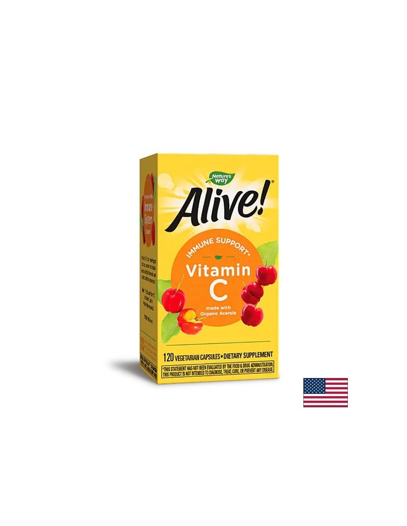 Alive! Vitamin C / Алайв! Витамин С (oт ацерола органик), 120 капсули Nature’s Way