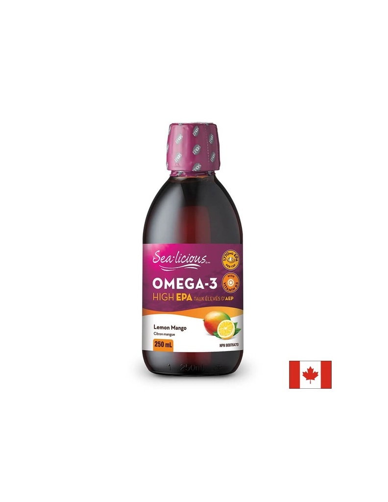 Sea-Licious® Omega-3 High EPA + Vitamin D3 / Омега-3 (високо съдържание на EPA) + витамин D3, 250 ml Natural Factors