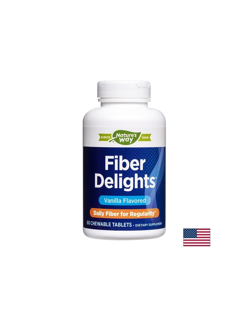Fiber Delights - Микс от фибри за отслабване и детоксикация, 60 дъвчащи таблетки Nature’s Way