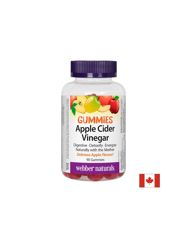 Apple Cider Vinegar Gummies - Ябълков оцет гъмис - Антиоксидантна защита и бърз метаболизъм, 90 желирани таблетки Webber Naturals