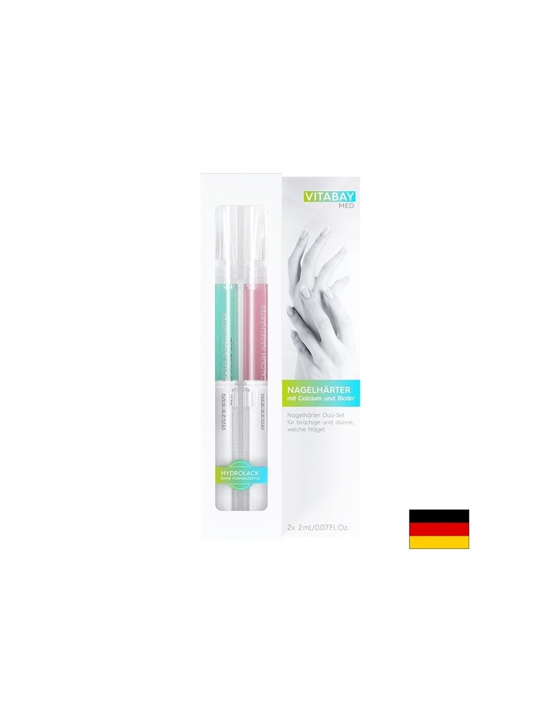 MED Nagelhärter Duo-Set - Комплект заздравител за нокти дуо с калций и биотин, 2 х 2 ml Vitabay