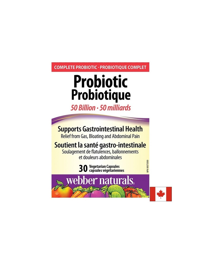 Probiotic 50 Billion - Пробиотик 50 млрд. активни пробиотици, 10 щама, 30 капсули Webber Naturals