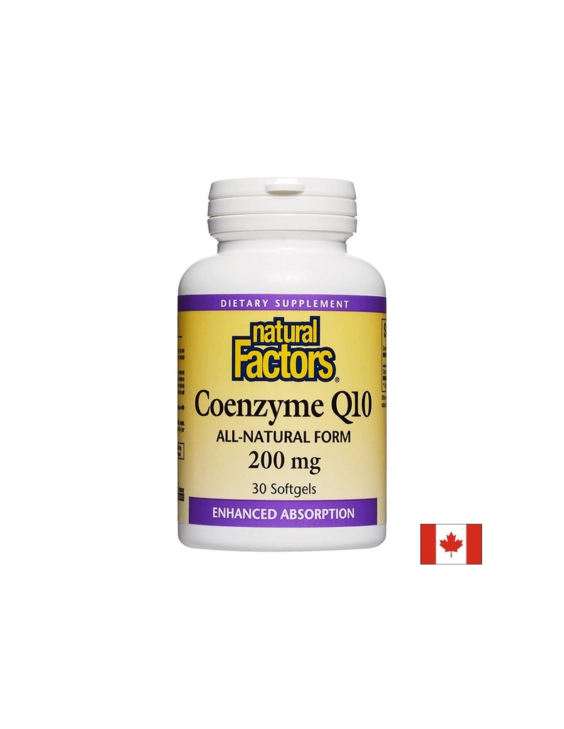Coenzyme Q10 All-Natural Form - Коензим Q10 (Антиоксидант и кардиопротектор), 200 mg, 30 софтгел капсули Natural Factors