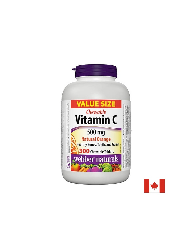 Vitamin C 500 mg Chewable - Витамин С 500 mg, 300 дъвчащи таблетки Webber Naturals