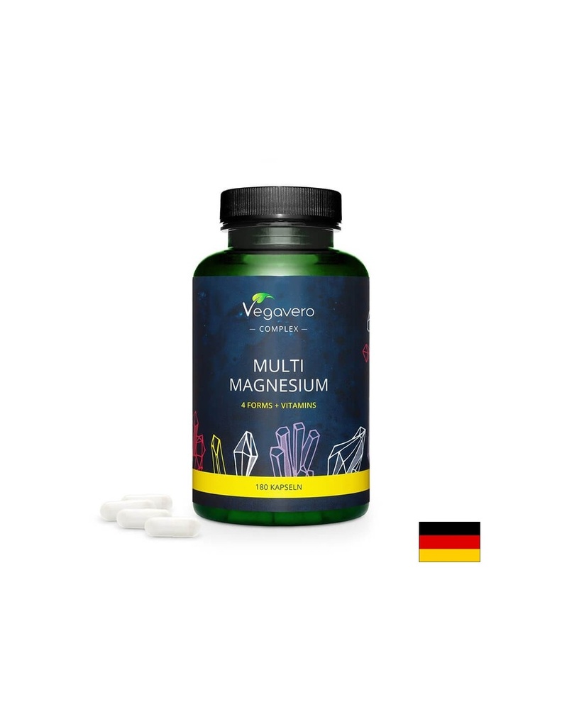 Multi Magnesium - Мулти магнезий с витамини В2 и В6, 180 капсули Vegavero